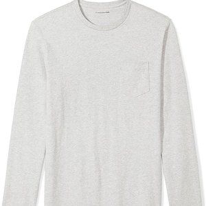 Amazon Essentials Men's Slim-Fit Long-Sleeve Pocket T-Shirt, Light Grey Heather